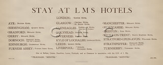 Stay At LMS Hotels - List Of Hotels c1923