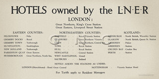 Hotels Owned By The LNER - List Of Hotels [Card]