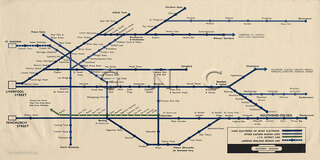 London Suburban Lines & LTS Map Diagram c1948