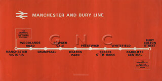 Manchester & Bury Line Map Diagram c1969 - British Rail London Midland Region