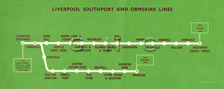 Liverpool Southport, Ormskirk Map Diagram c1948 - British Rail London Midland Region