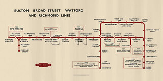 Broad St, Richmond, N London Line Map Diagram c1960