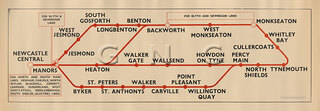 Newcastle North Tyneside Loop Map Diagram c1950