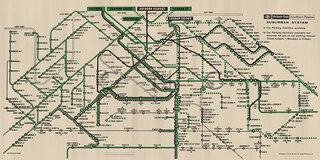 London Suburban System Map Diagram 1966 - British Rail Southern Region