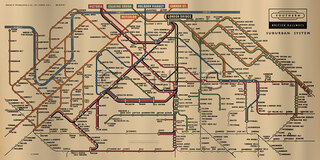 London Suburban System Map Diagram c1950