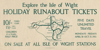 BR (S) Isle Of Wight Railway Map & Advert 1951 - British Rail Southern Region