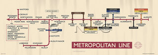 Metropolitan Line London Suburban Map Diagram 1961