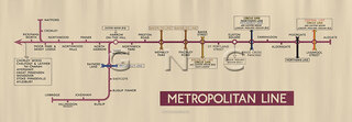 Metropolitan Line London Suburban Map Diagram 1949