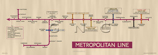 Metropolitan Line London Suburban Map Diagram 1953