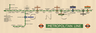 Metropolitan Line London Suburban Map Diagram 1940