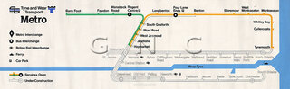 Tyne & Wear Metro Map Diagram c1982